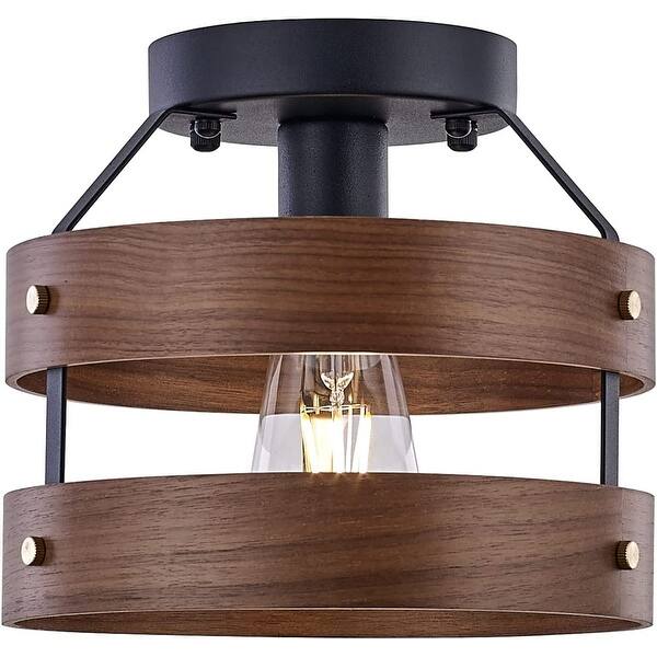 Wood ceiling light fixture farmhouse vintage semi flush mount light