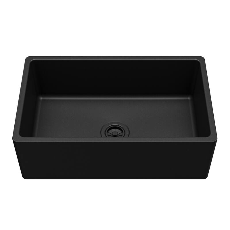 Karran 30" Single Bowl Panel Front Farmhouse Fireclay Kitchen Sink with Reversible Apron Front