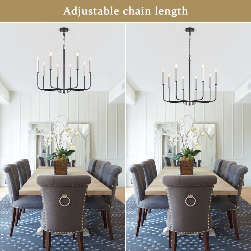 8-Light Farmhouse Traditional Candle Chandelier for Dining Room Bedroom Living Room