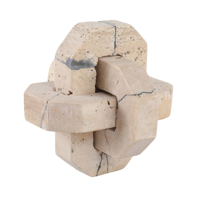 Stone Decorative Object Interlocking Geometric Sculptural Design