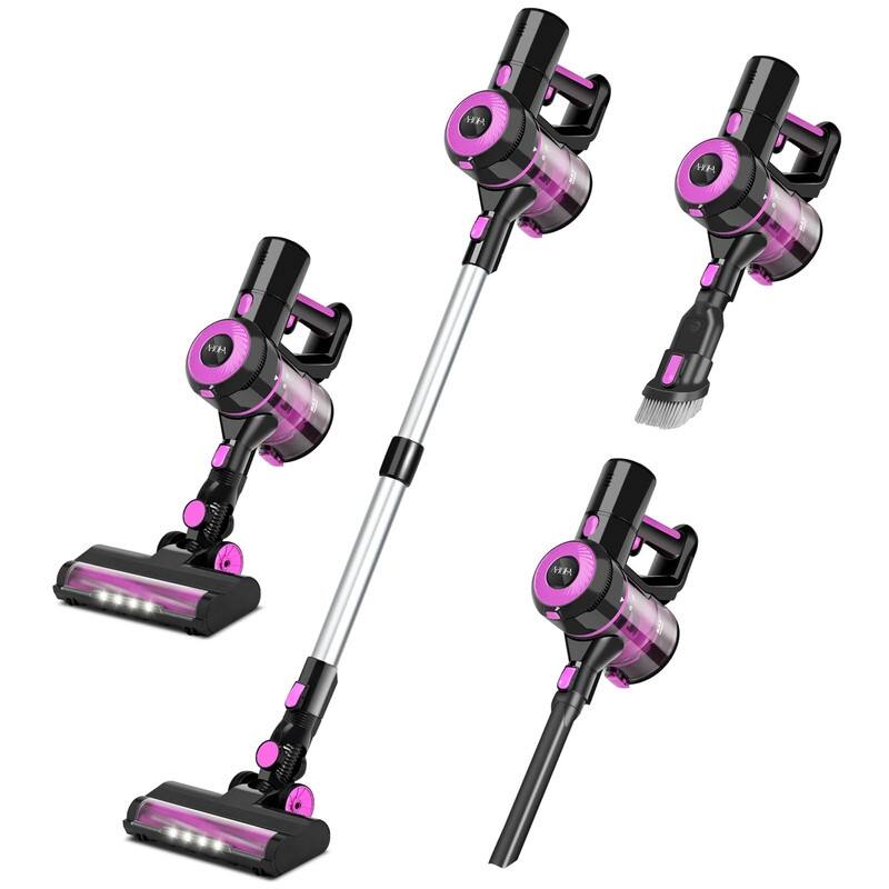 Cordless Vacuum Cleaner, 8-in-1 Stick Vacuum Cleaner, 25Kpa Powerful Suction Vacuum with 45 Mins Runtime Detachable Battery - Purple