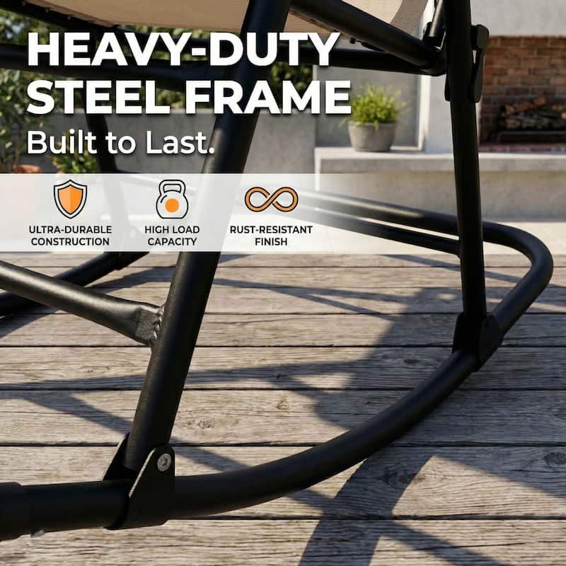 Patio Set of 2 Folding Leisure Rocking Chair Set, Durable Weather-Resistant Construction