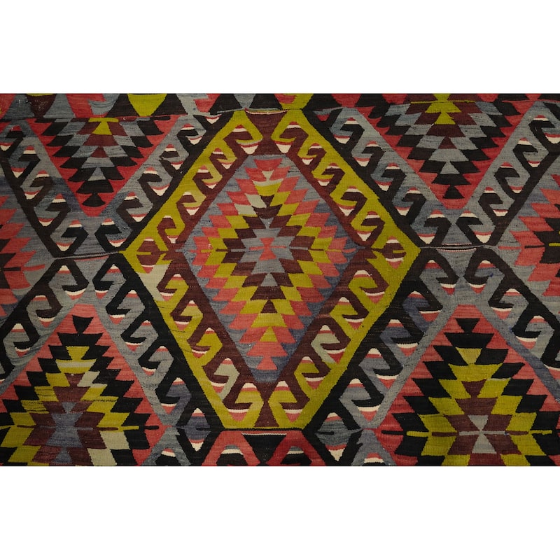 Hand Woven Oriental 100% Wool Carpet Southwestern Tribal Multi-Colored Kilim Area Rug - 10' 5'' X 5' 0''