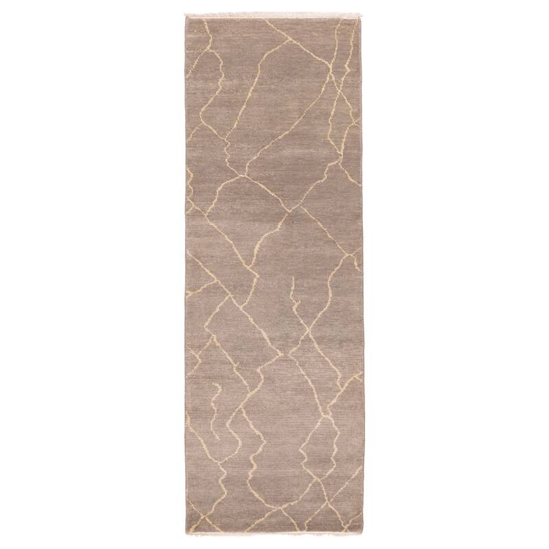 ECARPETGALLERY Hand-knotted Mystique Grey Wool Rug - 2'6 x 8'0