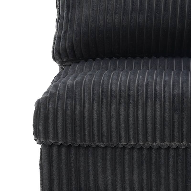 Plush Corduroy Upholstered Modular Sectional Sofa with Pillows