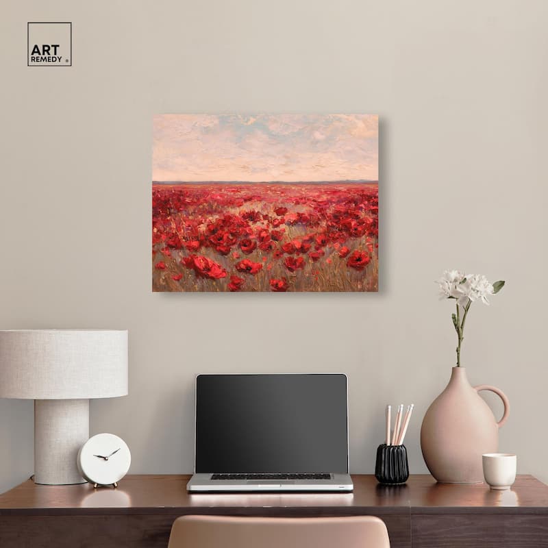 Sea of Red Poppies I Canvas by Art Remedy, Gallery Wrapped