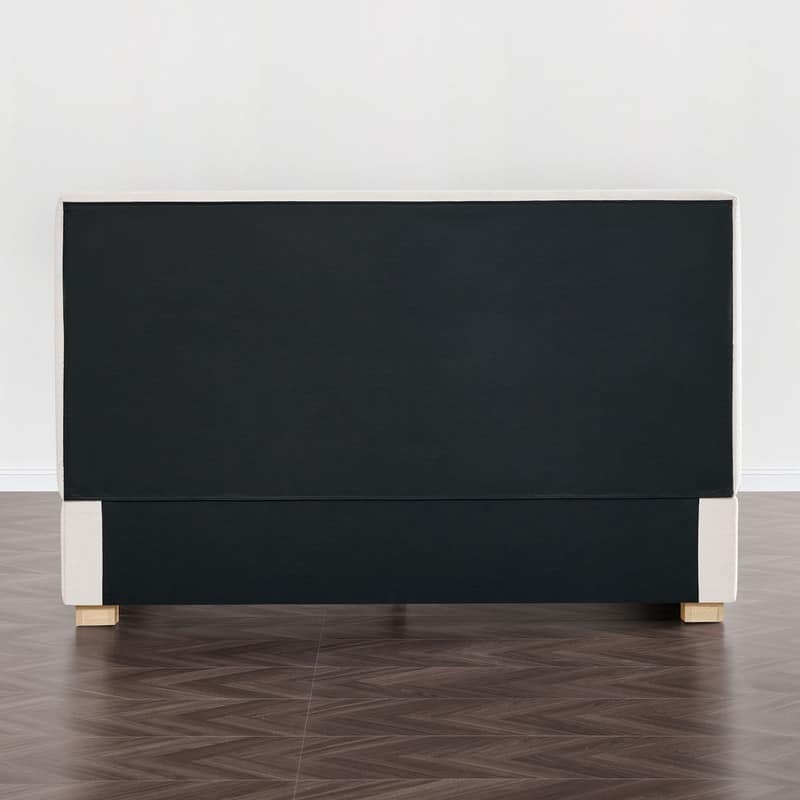 Spruce & Spring Modern Boucle Upholstered Platform Bed with Solid Wood Frame