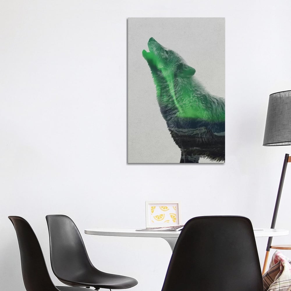 iCanvas "Howling Wolf" by Andreas Lie Canvas Print