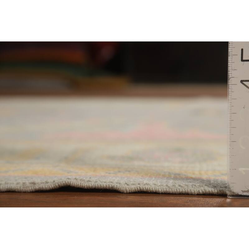 Hand Knotted Oriental 100% Wool Carpet Transitional All-Over Greys & Charcoal Oushak Area Rug - 16' 7'' X 6' 11''