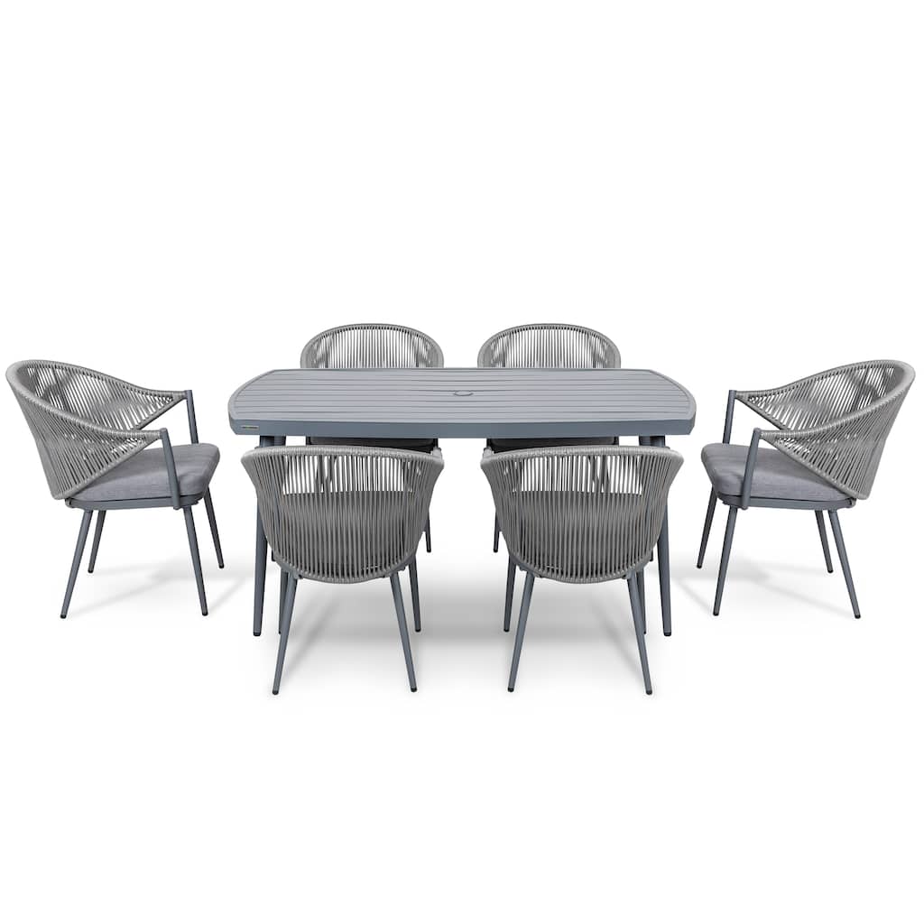Outdoor Aluminum 7-piece Dining Set With Cushions - 7 PCS