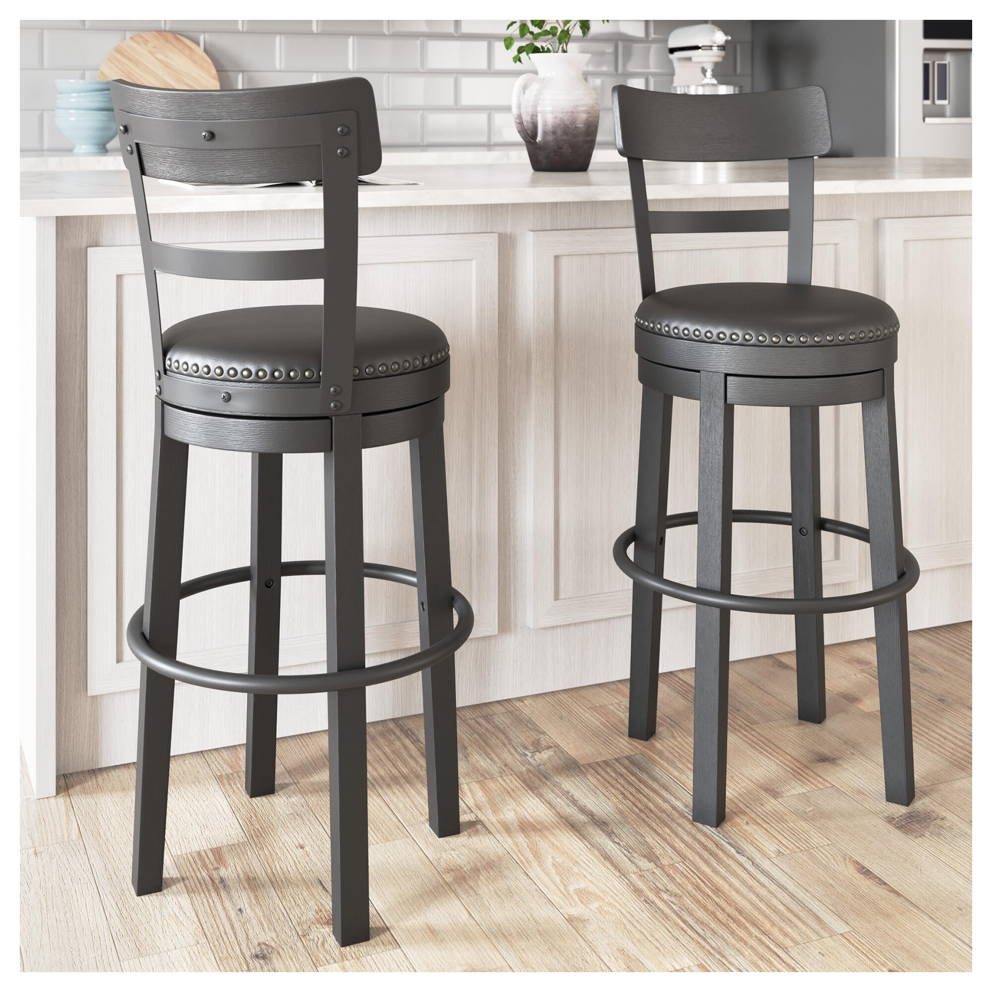 Signature Design by Ashley Valebeck Upholstered Swivel Bar Stool