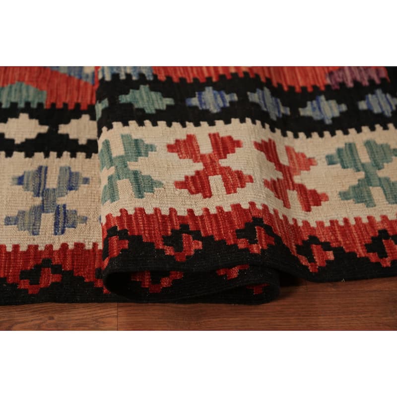 All-Over Trellis Kilim Oriental Area Rug Flatweave Wool Carpet - 8'4"x 9'5"