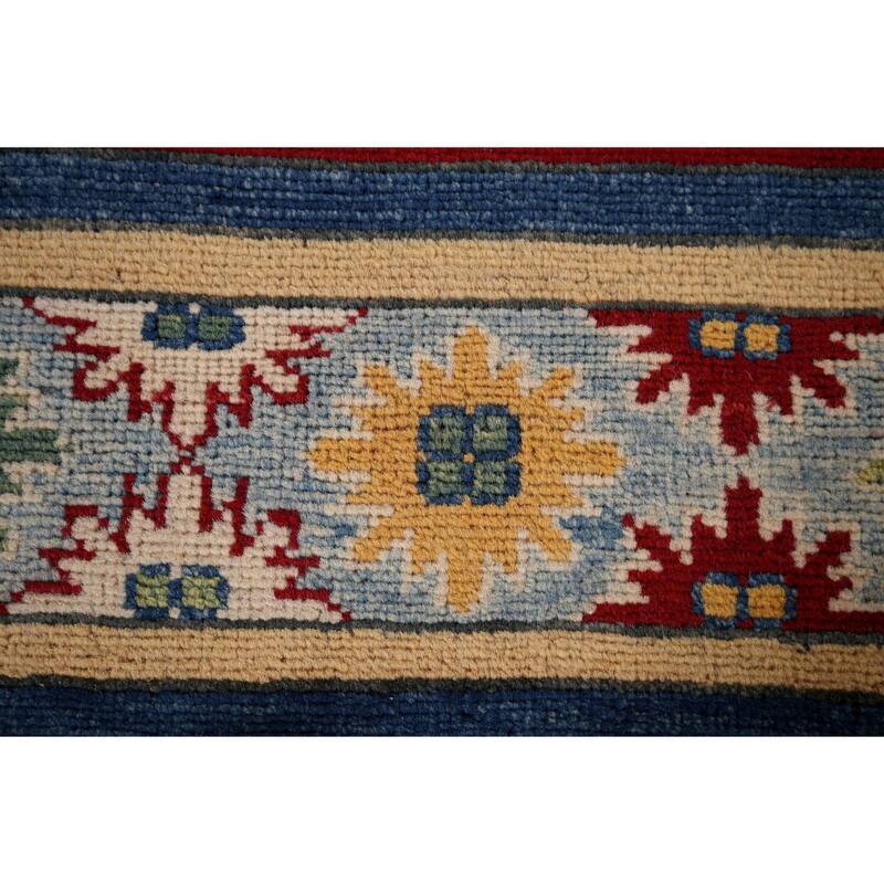 Striped Kazak Oriental Area Rug Handmade Wool Carpet - 5'2" x 6'8"