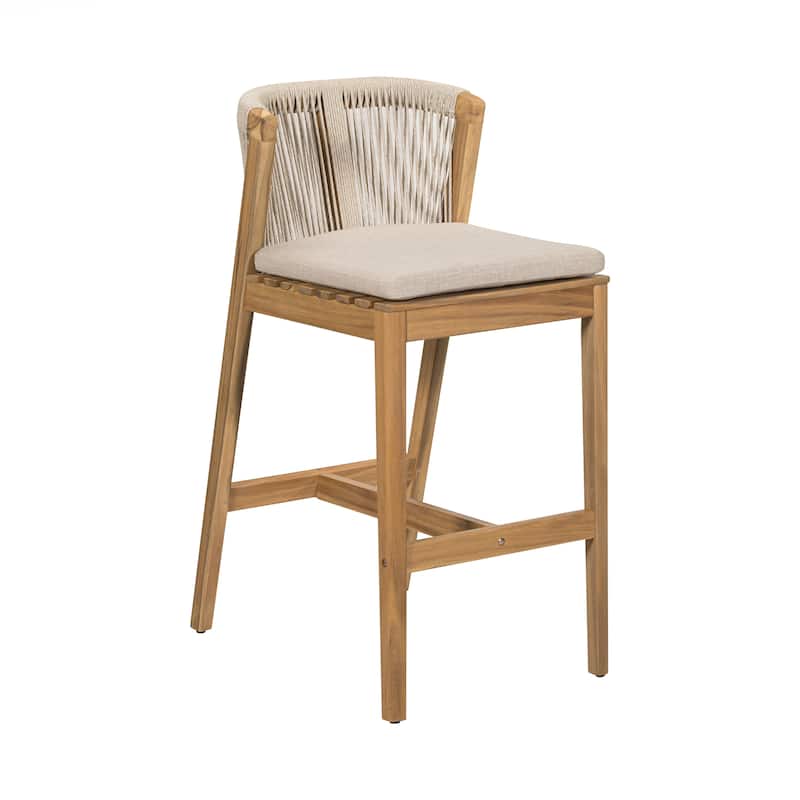 Teak Finished Wood with Beige Cushion