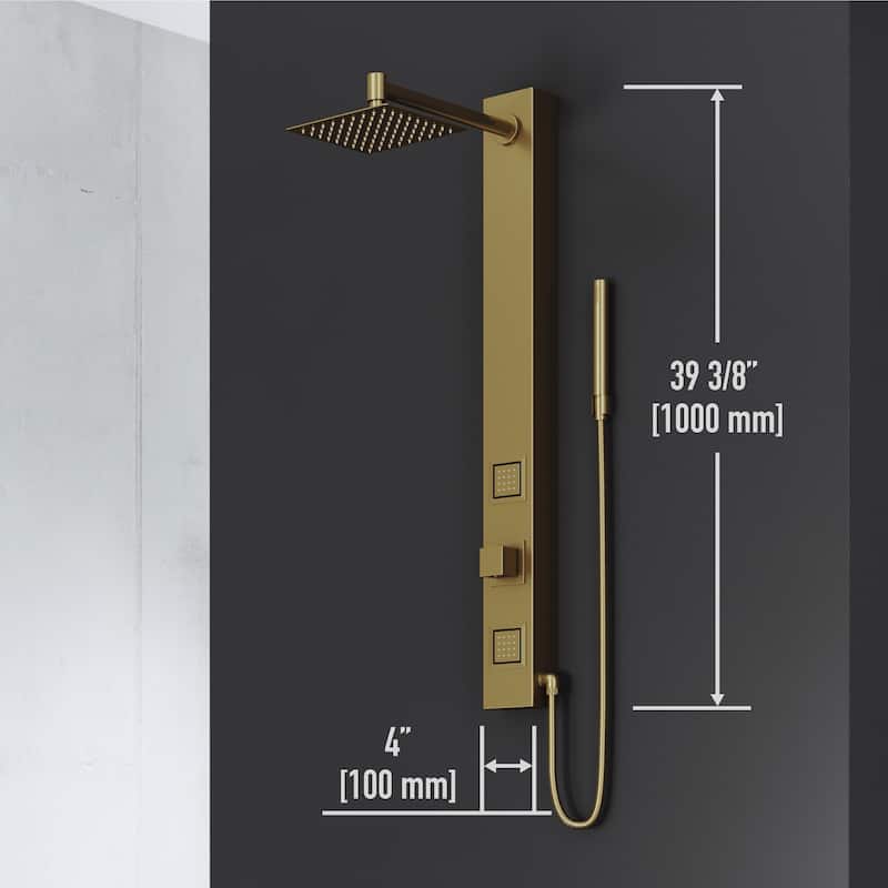 VIGO Orchid 39" H x 4" W 2-Jet Retro Shower Panel with Square Shower Head