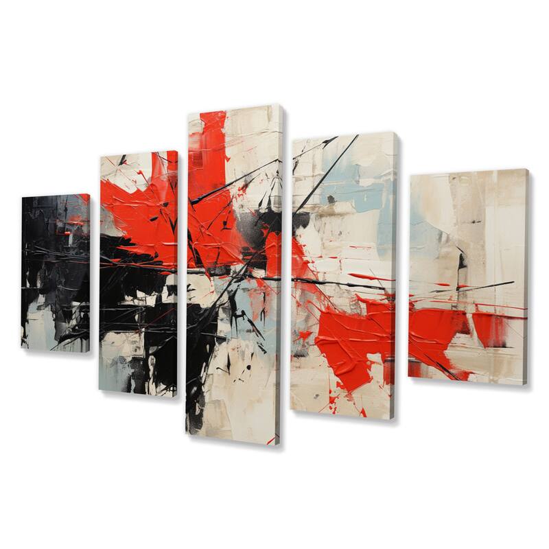 Designart "Abstract Duality II" Abstract Collages Multipanel Wall Art Living Room set
