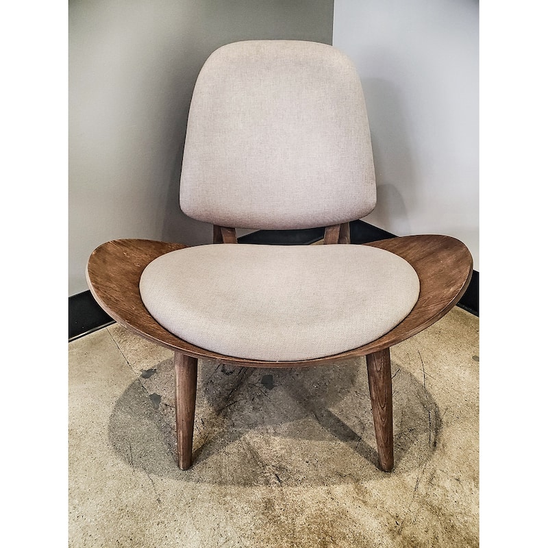 Modern Fabric Shell Wing Chair Armless Padded Seat Wooden Lounge Living Room Restaurant Office Work