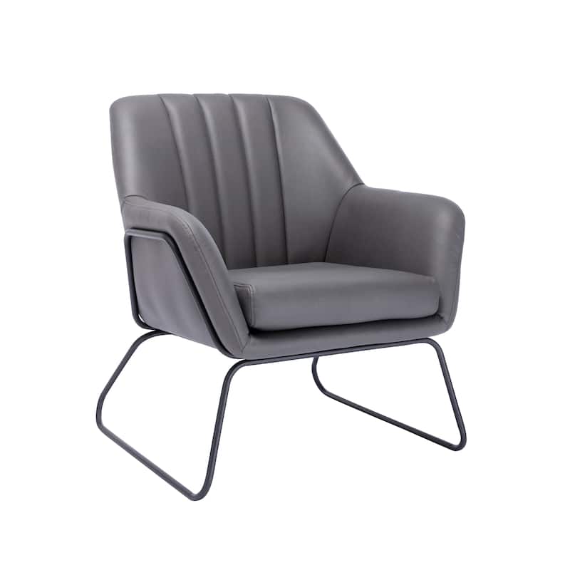 Porthos Home Haco Accent Chair, Microfiber Upholstery, Steel Sled Legs - Dark Grey
