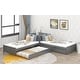 preview thumbnail 5 of 16, L-shaped Platform Twin Bed with built-in Flip Square Table and Trundle and Drawers Linked.