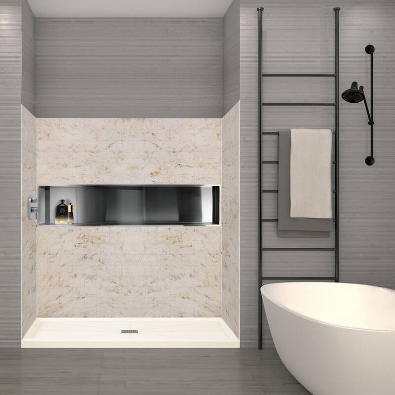 Transolid FL6032C-31 Linear 60-in L x 32-in W Single Threshold Shower Base with a Center Drain - 60-in L x 32-in W