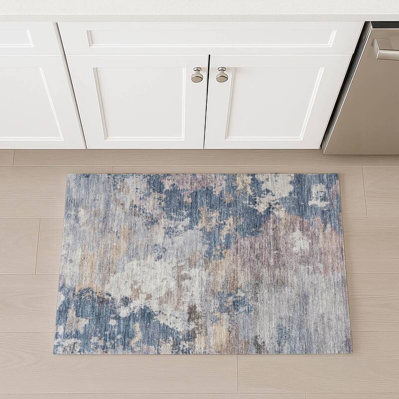 Machine Washable Indoor/ Outdoor Modern Contemporary Chantille Rug