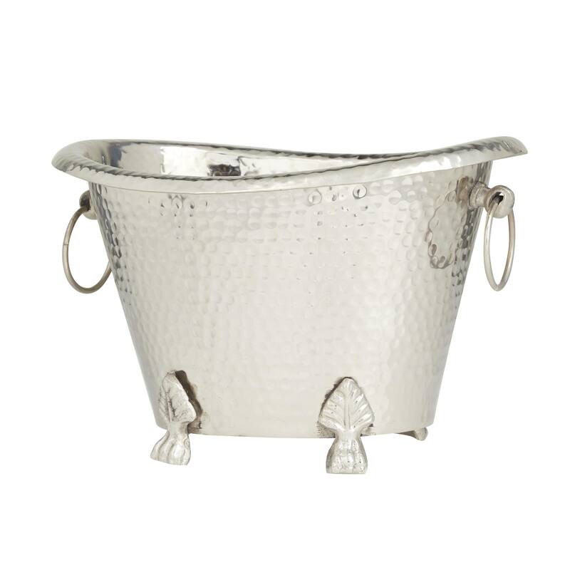 Aluminum Metal 4 or 6 Bottle Ice Bucket - Silver - Roche River Decor - Silver - 14"W, 9"H