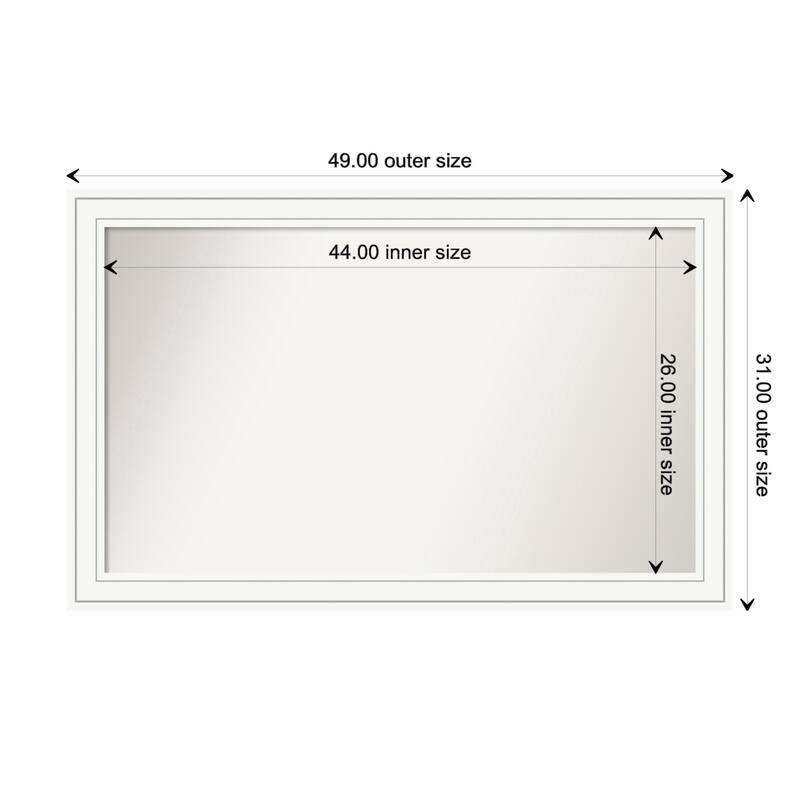 Craftsman White Framed Non-Beveled Custom Wall Mirror, Bathroom Vanity Mirror - Outer Size: 49 x 31