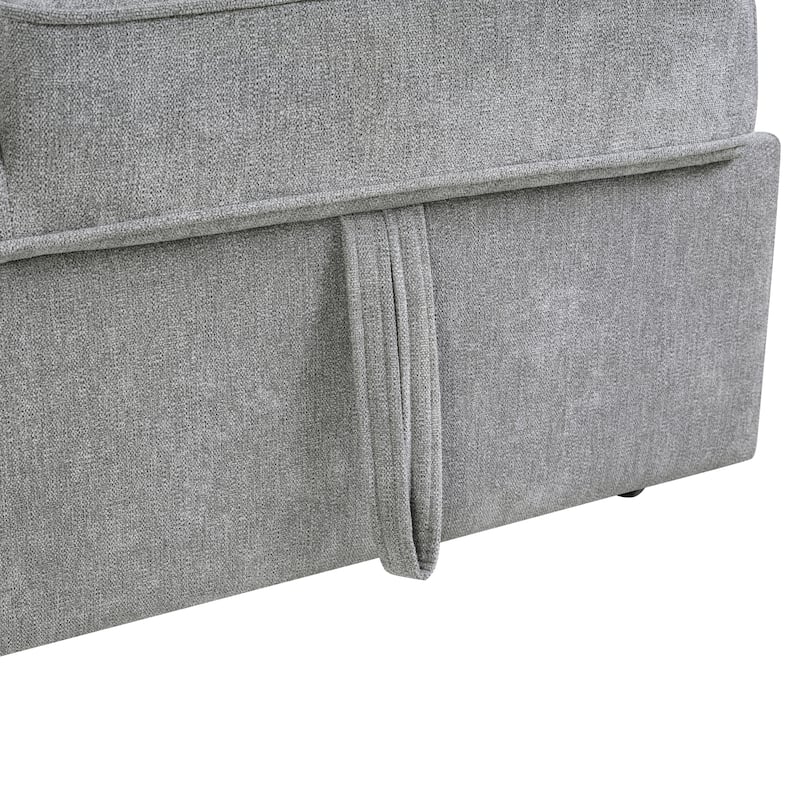 Roomfitters Convertible L-Shaped Sectional Sofa Bed with Dual Sleepers, Flip-Top Table, USB, Cup Holder & Storage