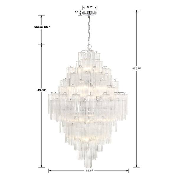 Addis 20 Light Polished Chrome Chandelier - 30.5"W x 49.5"H x 30.5"D