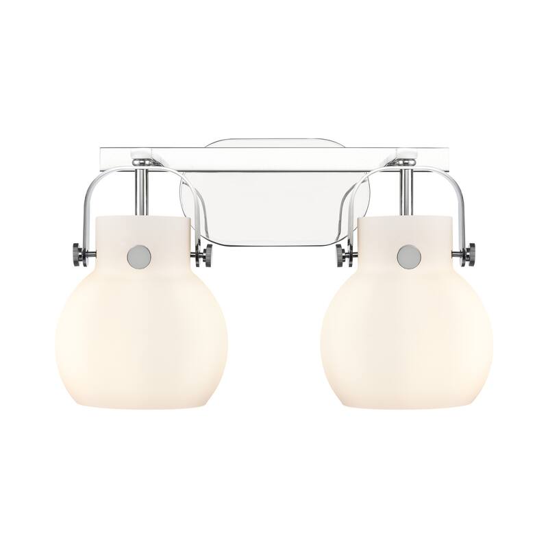 Innovations Lighting 423-2W-10-17 Pilaster II Sphere Vanity Pilaster - Polished Chrome / Matte White