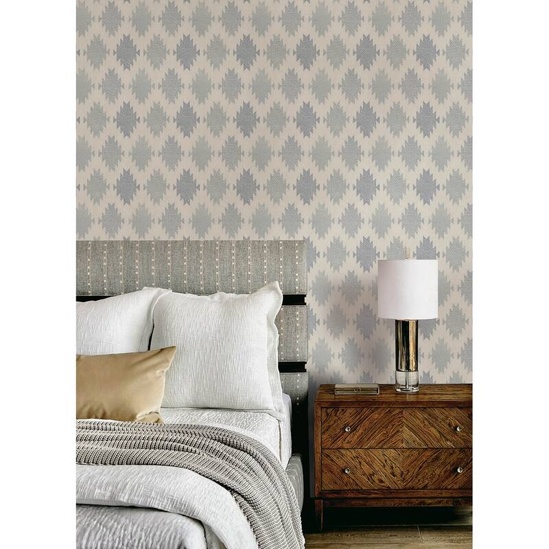 Stitched Heirloom Indigo Wallpaper