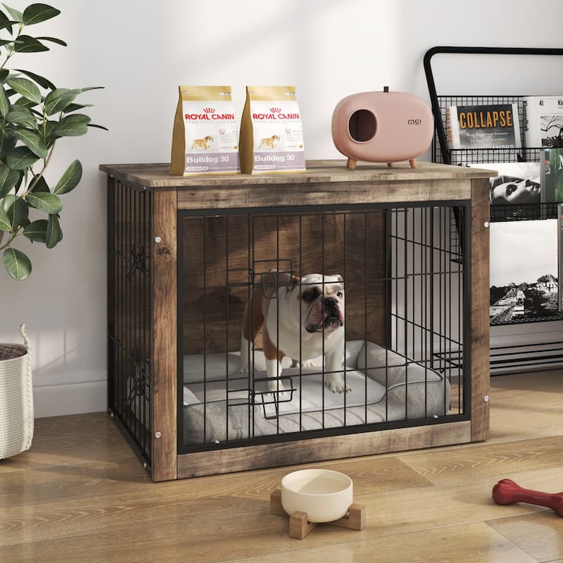 Dog Crate Furniture , Medium Wooden Dog Crate with Double Doors,Dog Furniture,Indoor Dog Kennel,Medium