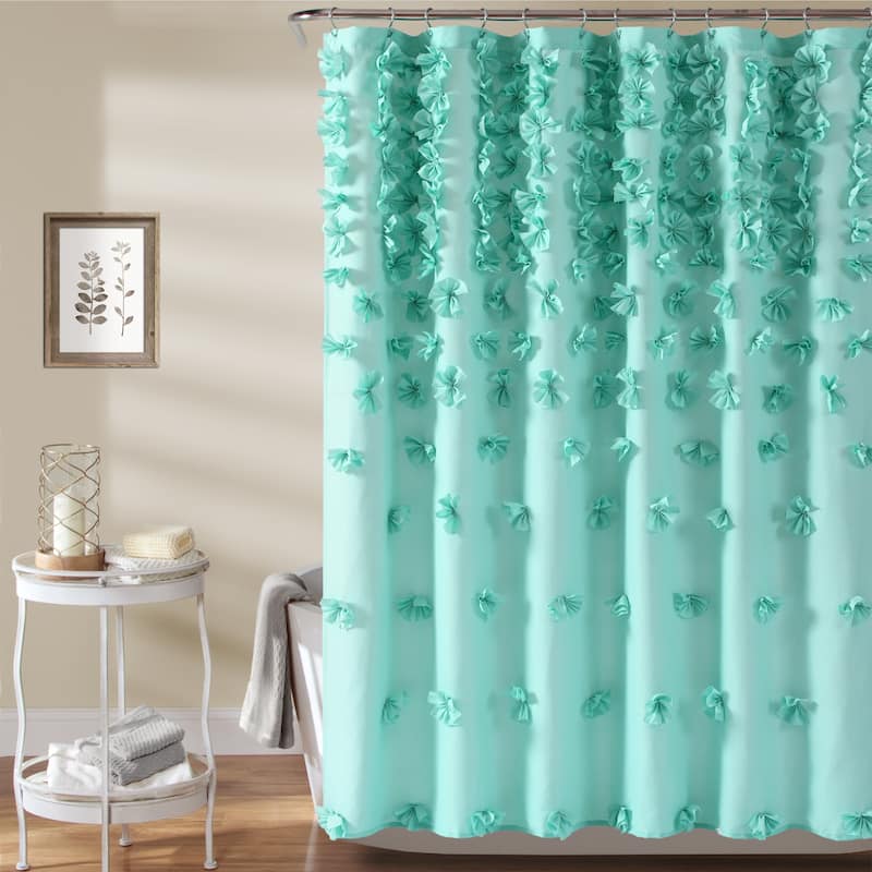 Silver Orchid Sterling Polyester Shower Curtain - Aqua