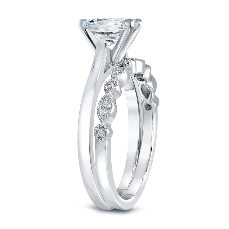 Auriya 14k Gold 1 1/6ctw Vintage Oval-cut Solitaire Diamond Engagement Ring Set
