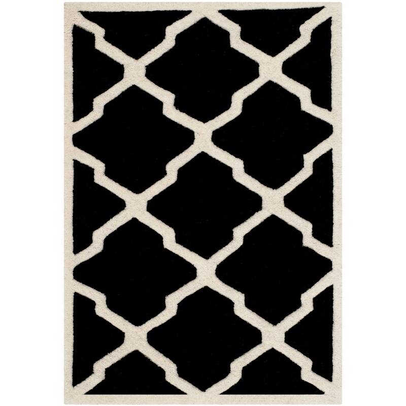 SAFAVIEH Handmade Chatham Rinske Modern Moroccan Wool Rug - 2' x 3' - Black/Ivory