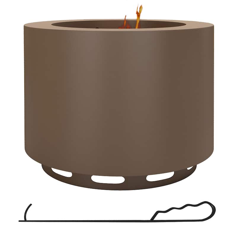 Outsunny Smokeless Fire Pit, 19" Portable Wood Burning Firepit with Poker, Low Smoke Camping Bonfire Stove