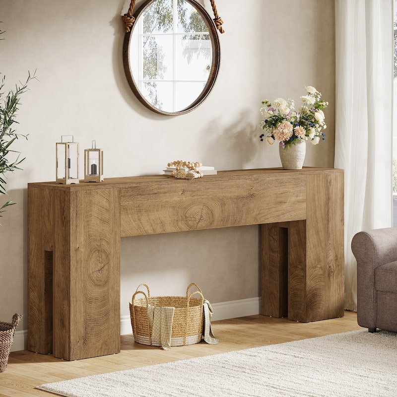 71-Inch Long Console Table for Entryway, Living Room, Rustic Brown - 70.86" L x 13.78" W x 32.3" H - Dark Brown