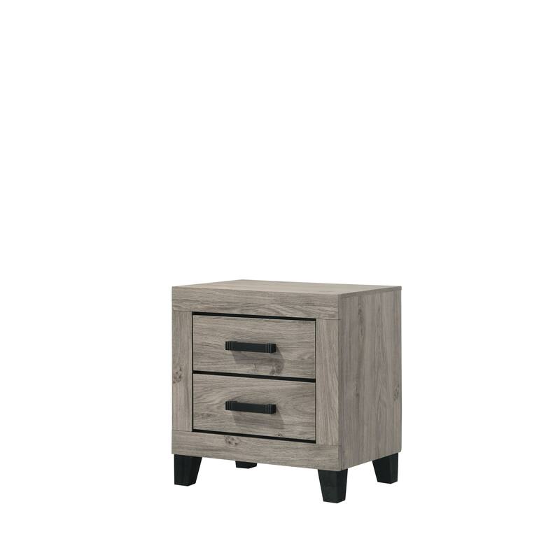 Light Gray Wooden Nightstand with 2 Storage Drawers and Metal Glides - Light Gray