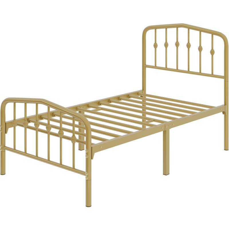 Yaheetech Bed Frame with Arched Headboard Modern Metal Bed Frame with Heavy Duty Slat Support