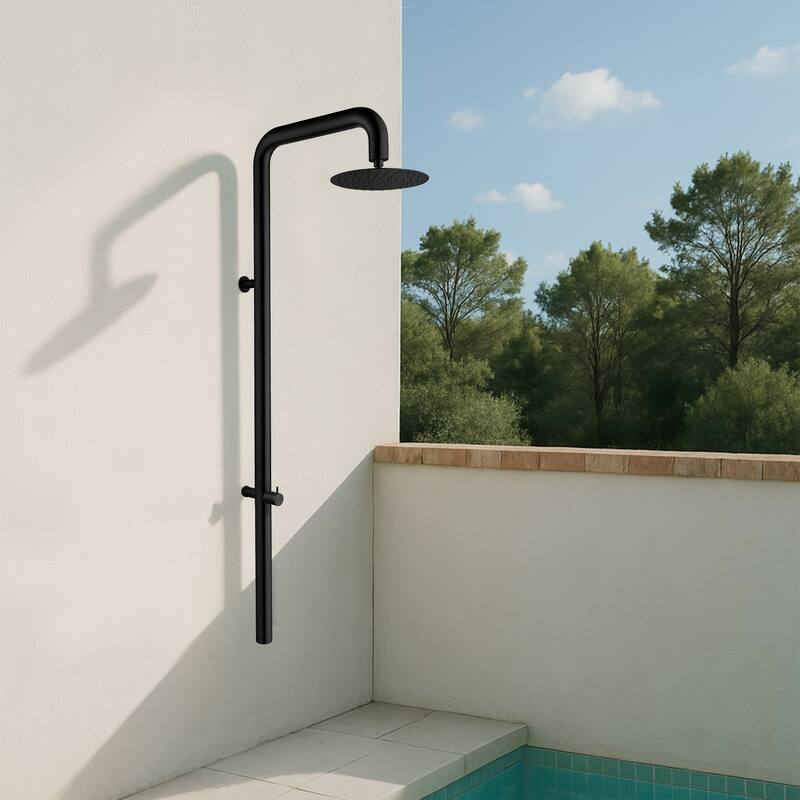 Modland Wall Mount Outdoor Shower Head with 316 Stainless Steel, 10-Grade Anti-Rust, Matte Black/Brushed Nickel