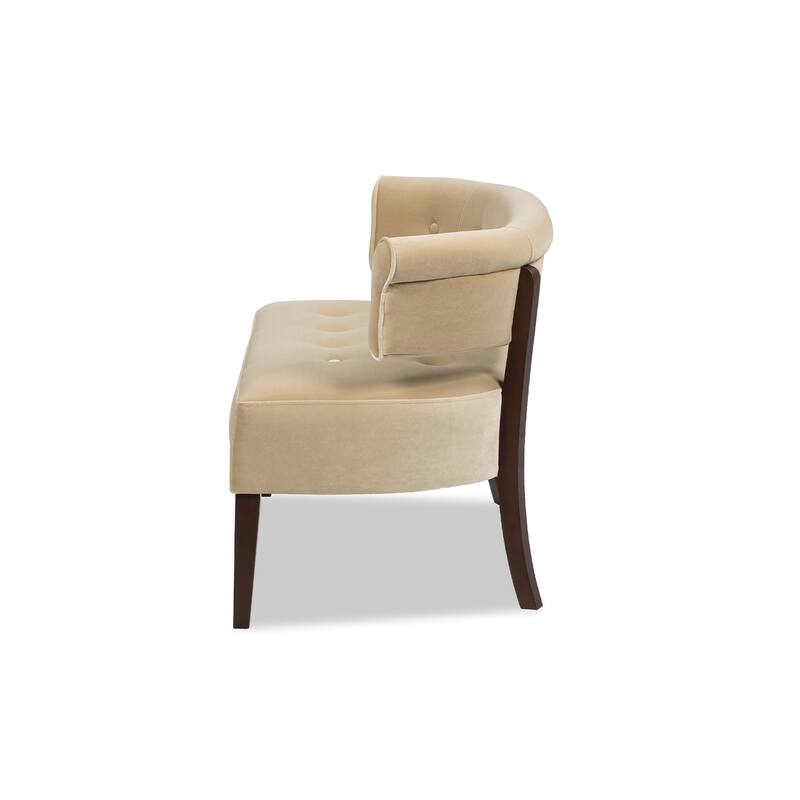 Roll Arm Tufted Bench Settee,Performance Velvet