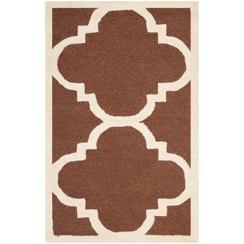 SAFAVIEH Handmade Cambridge Gullveig Modern Moroccan Wool Rug - 2' x 3' - Dark Brown/Ivory