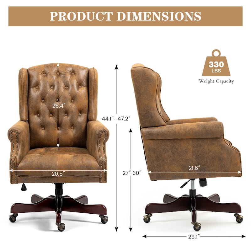 AVAWING Classic Executive Office Chair High Back Wingback Boss Chair - N/A