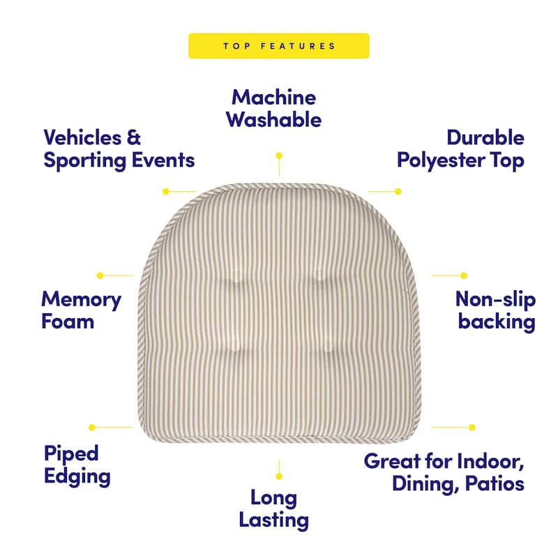 Pinstripe U-shaped Memory Foam Chair Pad