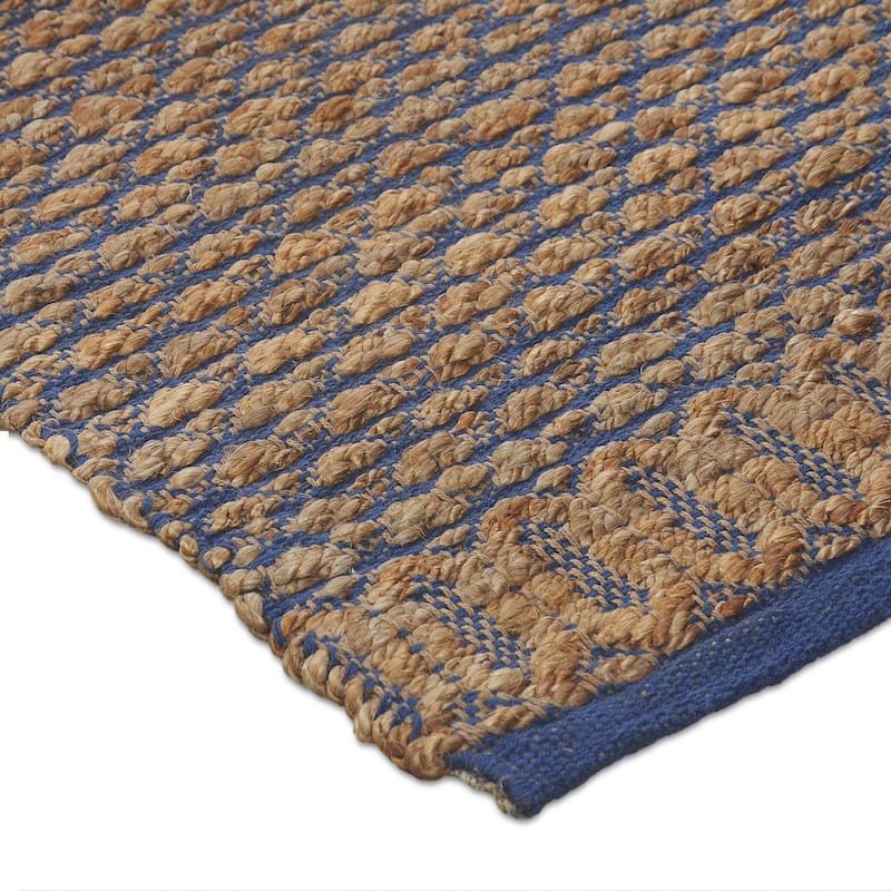 Sevita Nevaeh Coastal Navy Blue Striped Hand-Woven Jute Indoor Area Rug