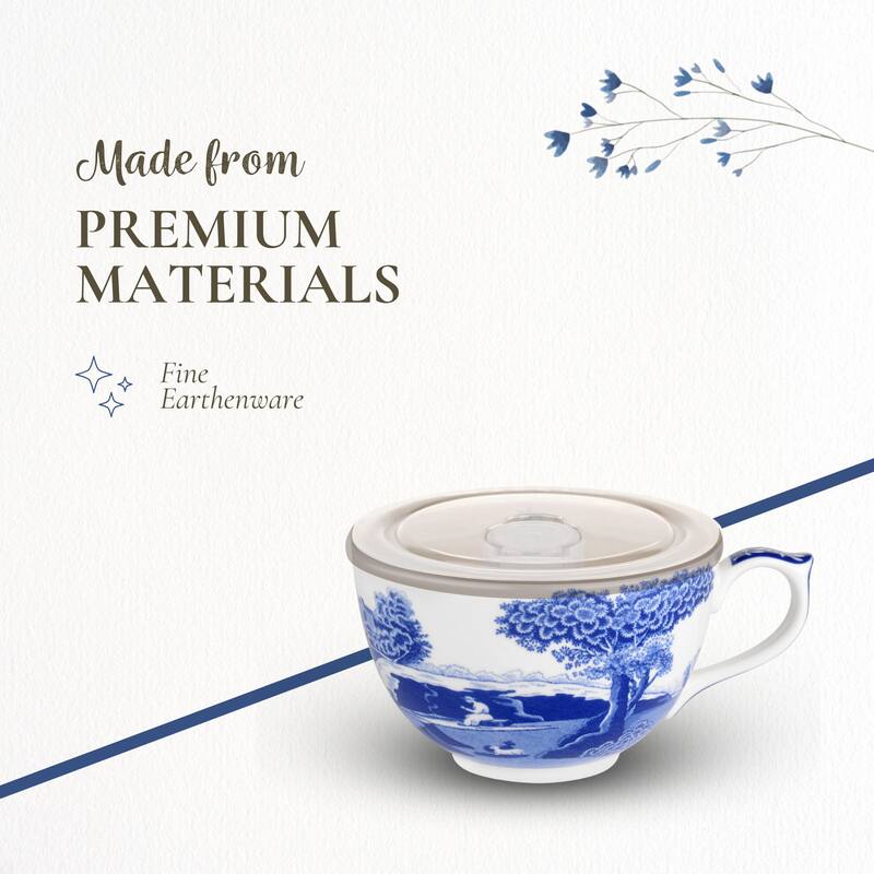 Spode Blue Italian Jumbo Cup with Lid - 20 oz