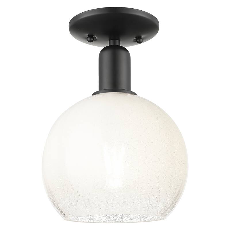 Innovations Lighting Downtown Urban - Brookhaven Globe - 1 Light 8" Semi-Flush Mount Light - Opal Shade/Matte Black