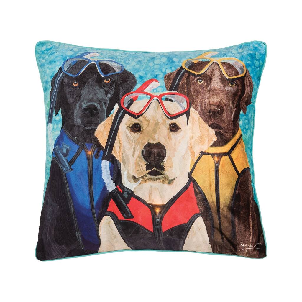 18" x 18" Snorkel Dog Light-Up LED Throw Pillow
