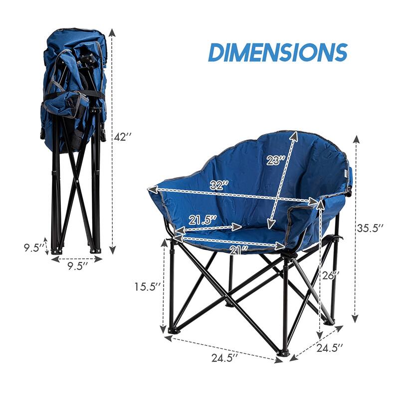 Costway Folding Camping Moon Padded Chair with Carry Bag Cup Holder - 32''x 31.5''x 35.5''