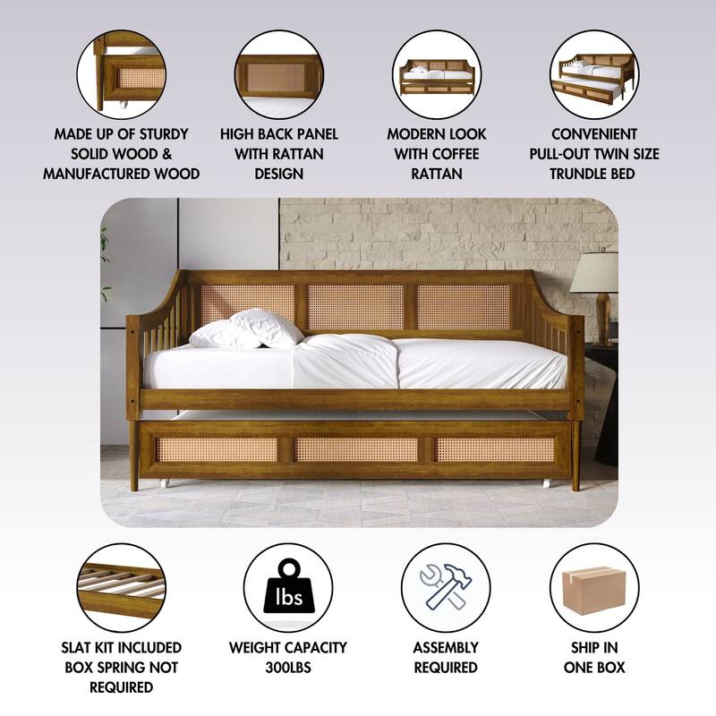 CraftPorch Modern Twin Daybed with Trundle